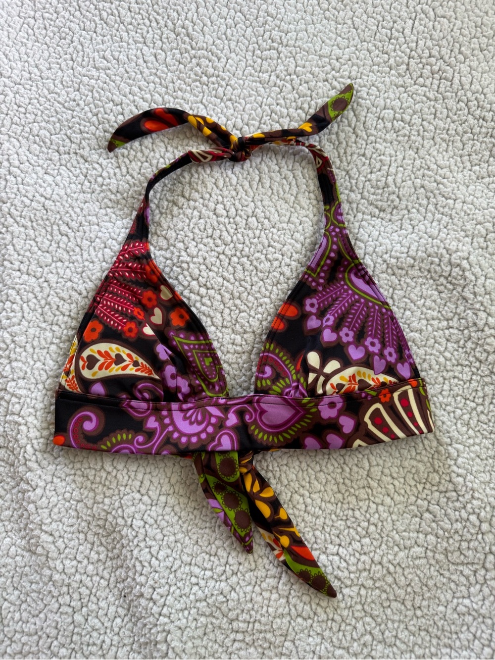 Victoria's Secret Brown Bikini Top with Paisley Pattern